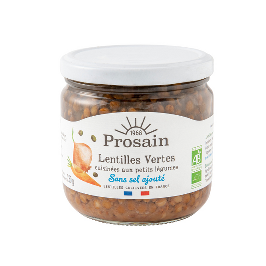 Prosain -- Lentilles vertes cuisinées aux petits légumes bio et sans sel ajouté - 345 g